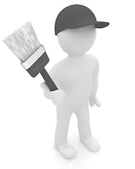 Image showing 3d man with paint brush 