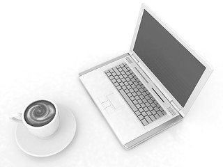 Image showing 3d cup and a laptop