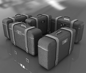 Image showing Brown traveler's suitcases