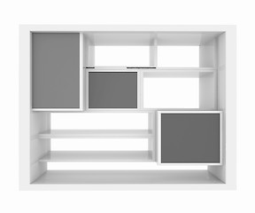 Image showing 3d isolated Empty colorful bookshelf 