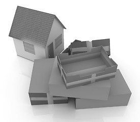 Image showing Cardboard boxes and house 