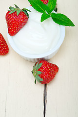 Image showing organic Greek yogurt and strawberry