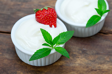 Image showing organic Greek yogurt and strawberry