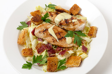 Image showing Chicken caesar salad high angle view