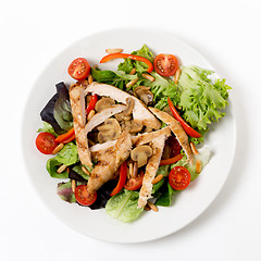 Image showing Chicken and mushroom salad from above