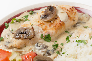 Image showing Chicken stroganoff with rice