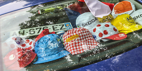 Image showing Promotional Caps During Le Tour de France