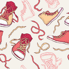 Image showing Sneakers. Shoes Seamless pattern.