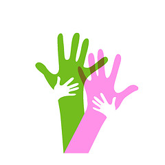 Image showing children and adults hands together