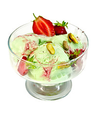 Image showing Ice cream strawberry-pistachio