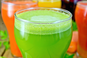 Image showing Juice cucumber and vegetable in glass