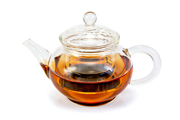 Image showing Tea in glass teapot
