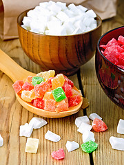 Image showing Candied fruit colored in spoon on board