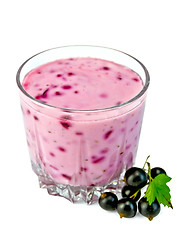 Image showing Milkshake with blackcurrants in glass