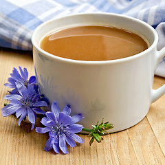 Image showing Chicory drink in white cup on board