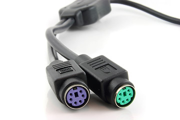 Image showing Computer connection cables  - focus on the front connectors