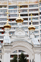 Image showing orthodox church with golden domes 