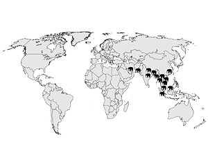 Image showing Asian elephant range