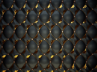 Image showing Black Buttoned luxury leather pattern with gemstones and gold