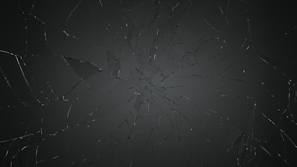 Image showing Many pieces of Shattered glass on black