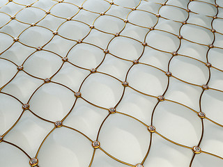 Image showing Grey luxury leather pattern with diamonds and golden wire