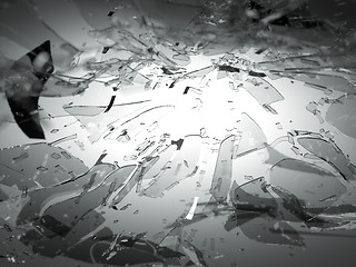 Image showing Broken or Shattered glass on grey with shallow DOF