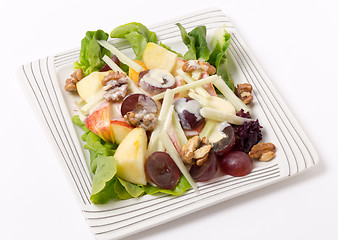 Image showing Waldorf salad over white high angle