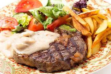 Image showing Ribeye steak meal closeup