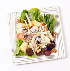 Image showing Waldorf salad over white from above