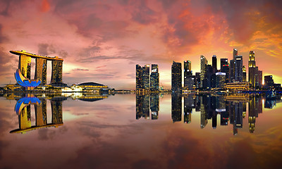 Image showing Singapore Skyline at sunset