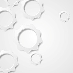 Image showing Grey paper gears hi-tech background