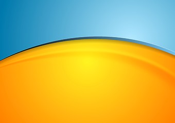 Image showing Orange and blue shiny waves background