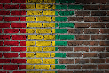 Image showing Brick wall texture with flag