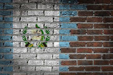 Image showing Brick wall texture with flag