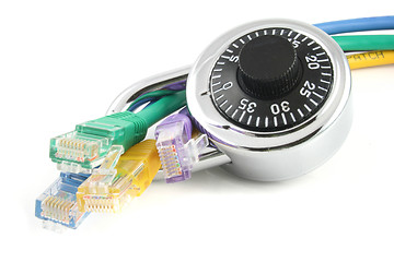 Image showing Combination Lock with network cables