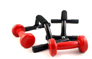 Image showing Dumbbells and Press up Bars