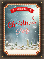 Image showing Christmas illustration frame with winter village.