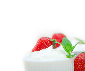 Image showing organic Greek yogurt and strawberry