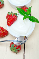 Image showing organic Greek yogurt and strawberry