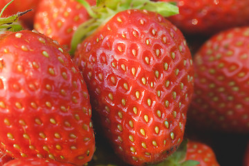 Image showing Garden strawberries close-up