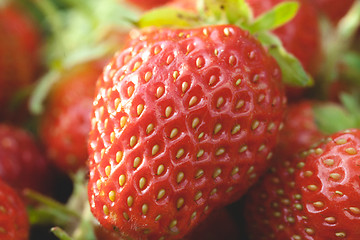 Image showing Garden strawberries close-up