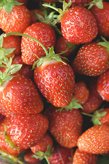 Image showing Garden strawberries close-up