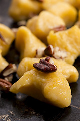 Image showing Pumpkin gnocchi with mushroom sauce 