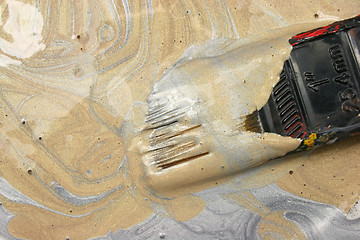 Image showing Gold and Silver Paint with paintbrush