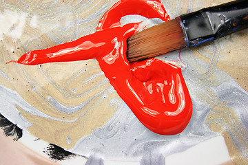 Image showing Gold Silver and red Paint