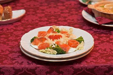 Image showing Salad with salmon