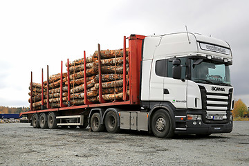 Image showing Scania R480 Heavy Truck Hauls Timber 