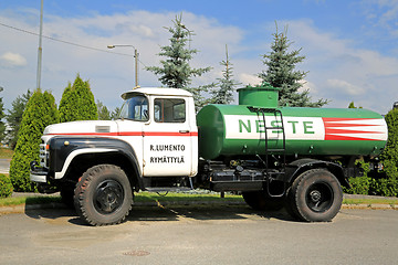 Image showing Vintage Zil 130 Tank Truck on a Yard