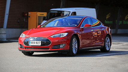 Image showing Tesla Model S Fully Electric Car in Motion