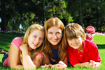 Image showing Family relaxing in a park